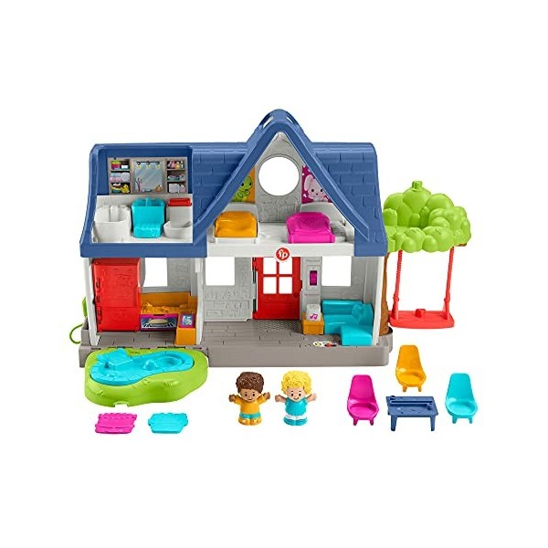 Fisher-Price Little People coffret La Maison des Copains avec 2 figurines, version française, jouet bébé et enfant de 12 mois