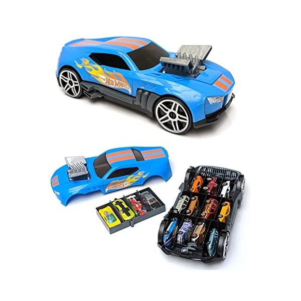 Hot Wheels Multibrick Mallette de collecte I Espace pour jusquà 28 Voitures I Compatible avec les pistes I Jouer et Construi