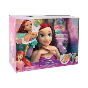DISNEY PRINCESS Disney Princesse, Tête Deluxe Spa Ariel, Lave Les Cheveux et Coiffe, Plein daccessoires, Jouets pour Enfants
