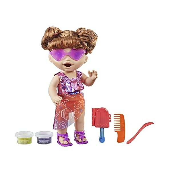 Baby Alive Sunshine Snacks Doll, Eats and Poops, Summer-Themed Waterplay Baby Doll, Ice Pop Mold, Toy for Kids Ages 3 and Up,