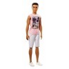 Barbie Fashionistas poupée mannequin Ken 17 brun avec marcel rose "California", short et chaussures blancs, jouet pour enfan