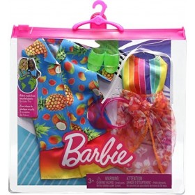 Barbie Barbie & Ken Fashion Pack - HJT39 - Ensemble 2 Tenues de vêtements pour poupée - Maillot de Bain + Ceinture et Short d