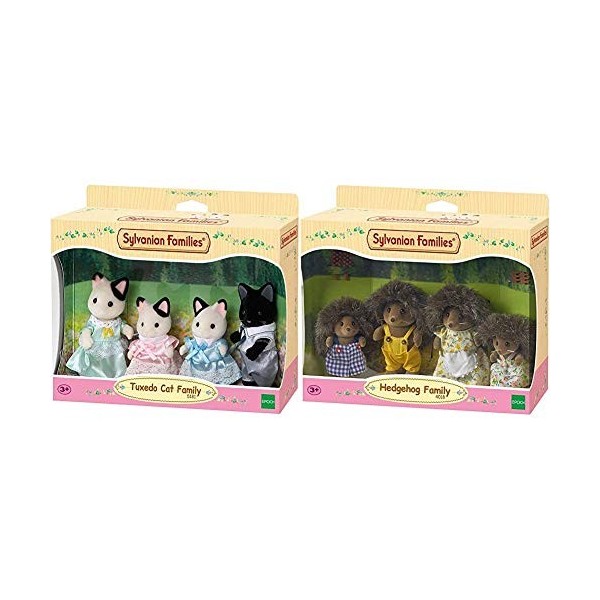 Sylvanian Families - 5181 - Famille Chat Bicolore - Mini Poupée & 4018 Famille Hérisson