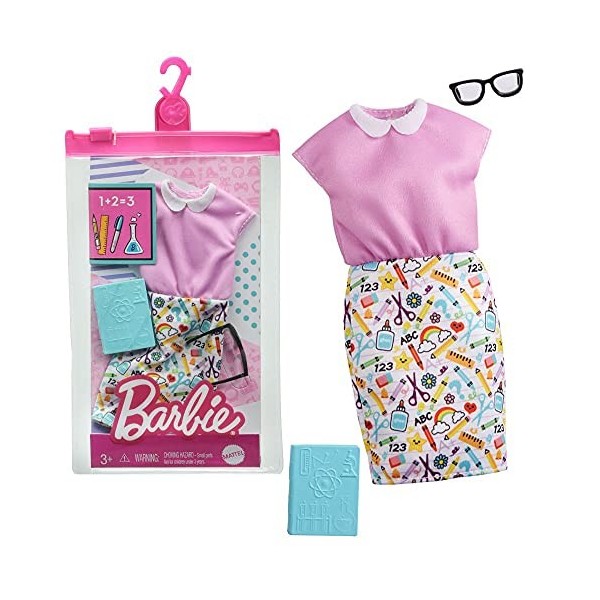 Barbie Fashion Pack - GRC54 - Thème de lenseignant / Professeur - Contient Robe + Accessoires pour poupée - Neuf