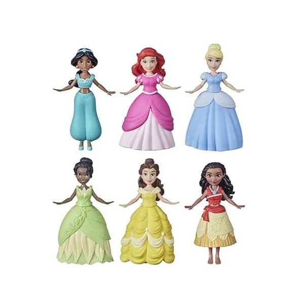 Disney Ensemble de cadeaux de fête princesse – Lot de 6 poupées Disney Princesses Secret Styles avec autocollants Surprise Pr