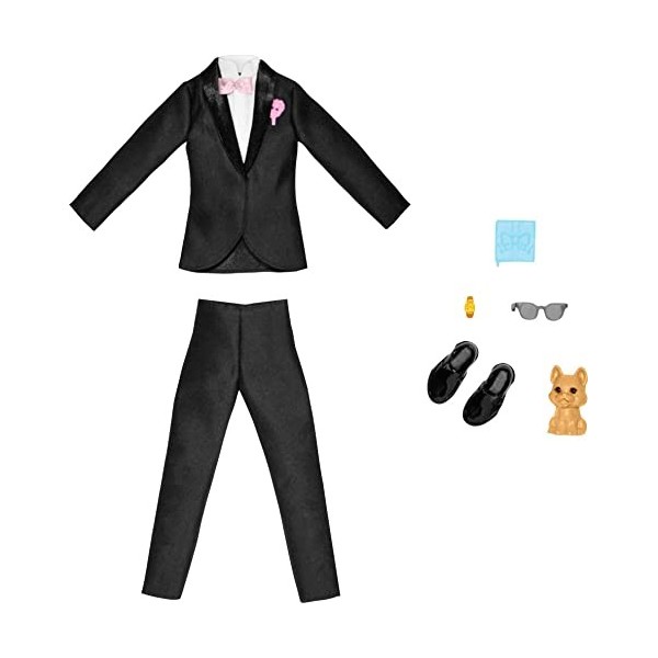 Barbie Fashion Pack Ken - HJT38 - Ensemble Tenue de vêtements de Mariage pour poupée Ken - Un Smoking + Chaussures habillées 