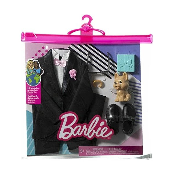 Barbie Fashion Pack Ken - HJT38 - Ensemble Tenue de vêtements de Mariage pour poupée Ken - Un Smoking + Chaussures habillées 