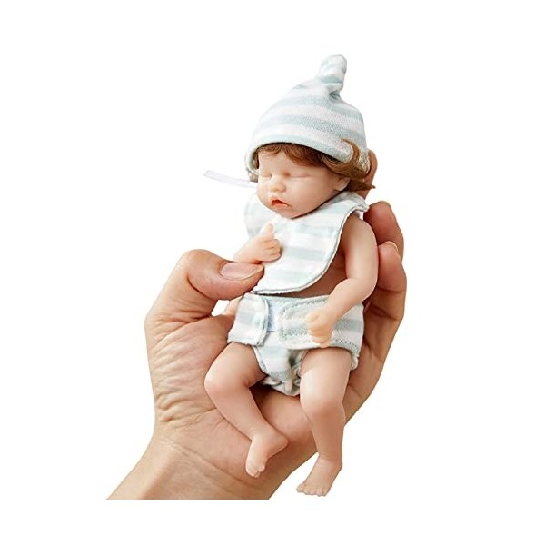 ZQXCU Poupée Reborn Silicone Souple 15cm Minuscule Bébé Reborn Réaliste Fille Mignonne Fait à La Main Souple Simulation Nouve