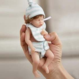 ZQXCU Poupée Reborn Silicone Souple 15cm Minuscule Bébé Reborn Réaliste Fille Mignonne Fait à La Main Souple Simulation Nouve
