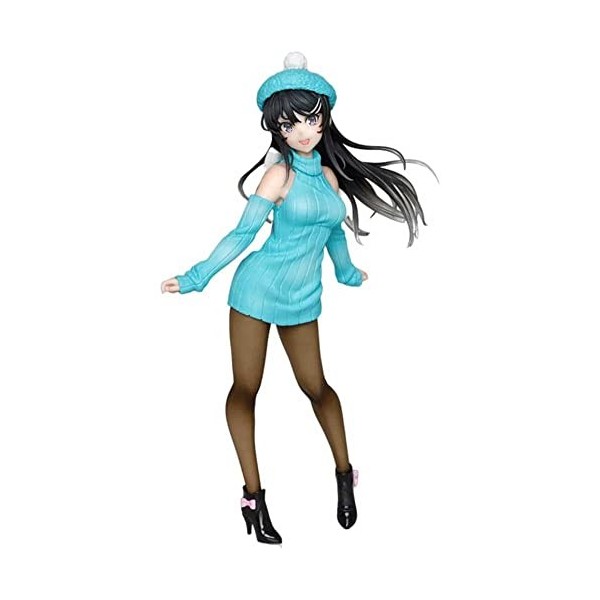 ROSSEV Ecchi Figure Anime Figure Sakurajima Mai Robe en Tricot Ver. Posture Debout modèle de poupée Mignon décor Personnage d