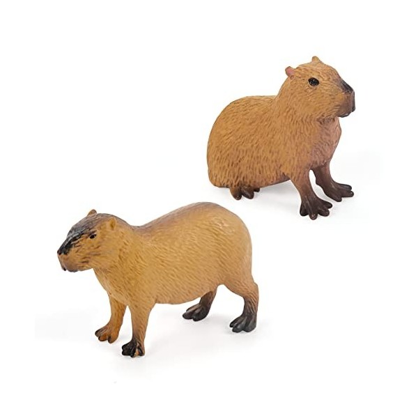 KATREU 2pcs Capybara Animal Figurine Jouet, réaliste Animal Sauvage