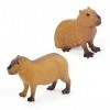 KATREU 2pcs Capybara Animal Figurine Jouet, réaliste Animal Sauvage modèle Jouet pour Les Enfants, Mini Capybara Figurine Jou