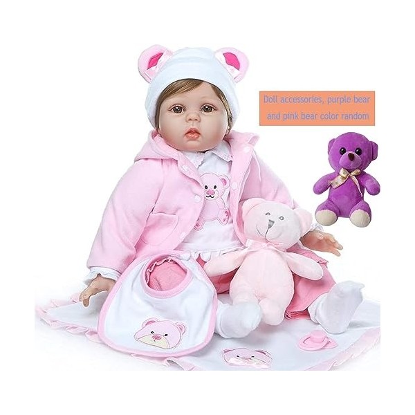 ZIYIUI Reborn Poupée bébé 22 Pouces 55cm Souple en Silicone réaliste en Vinyle Souple Bebe Reborn Fille Magnétique Bouche Bab