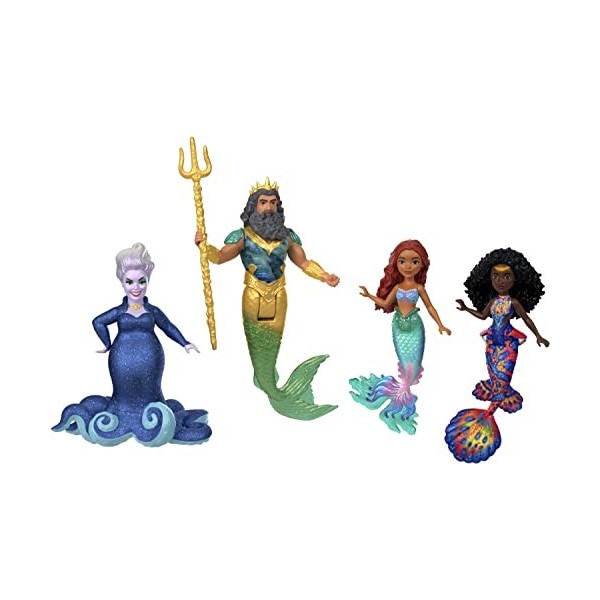 Disney La Petite Sirène Coffret De Jeu Ultime Ariel Terre-Mer avec 7 Poupées Ursula, Vanessa, Tamika, Prince Éric, Roi Triton