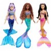 Disney La Petite Sirène Coffret Poupées Articulées 3 Sœurs Sirènes Incluant Mala, Karina Et Ariel Avec Haut Amovible Et Queue