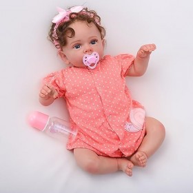 CAMANDY Poupée Reborn Bébé 22 Pouce 55cm Souple en Vinyle Silicone Réaliste Nouveau-née Un Vrai Bebe Reborn Fille Jouets