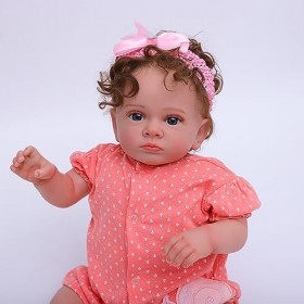 CAMANDY Poupée Reborn Bébé 22 Pouce 55cm Souple en Vinyle Silicone Réaliste Nouveau-née Un Vrai Bebe Reborn Fille Jouets
