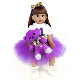 ZIYIUI Poupée Reborn 24 Pouces 60 Cm Reborn Bebe Fille Souple en Silicone Réaliste en Vinyle Souple Lifelike Mignon Nouveau-n