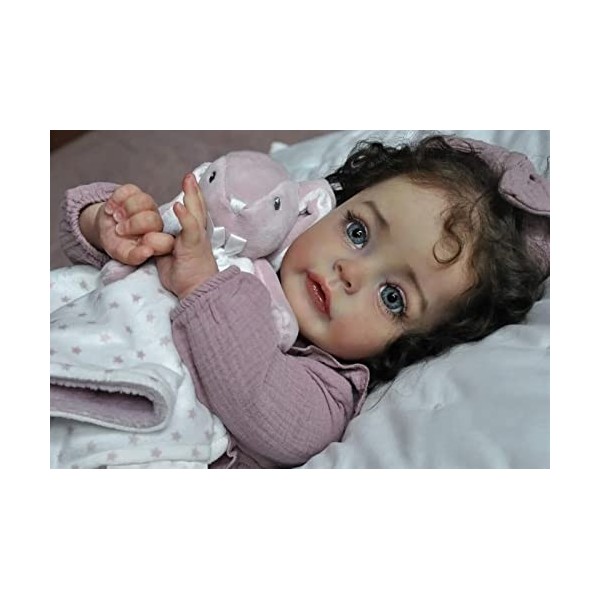 Bebe Reborn en Silicone, 24in 60cm Reborn Baby Doll Full Jouet Réaliste pour Filles et Garçons 3+ avec Tétine et Biberon, S