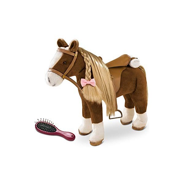 Götz 3402375 Cheval à coiffer Brown Beauty Hauteur au Garrot 37 cm - Cheval en Peluche Brun pour poupées, env. 52 cm de Hau