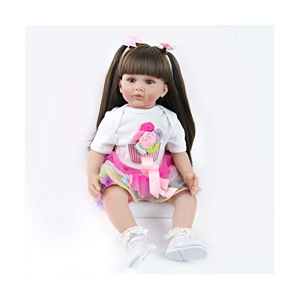 ZIYIUI Poupée Reborn 24 Pouces 60cm Réaliste Bebe Reborn Fille Soft Silicone Vinyl Reborn Baby Doll Jouet Réalité Fille Nouve