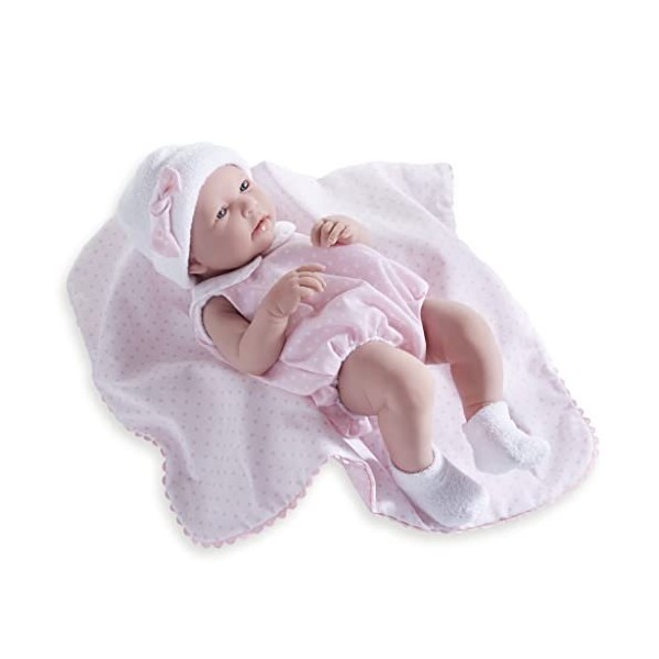 JC Toys – Poupée réaliste-bébé fille – Aux dimensions anatomiques 43,2 cm - Costume et couverture conçues par Berenguer Bouti