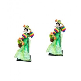 Toyvian 2Pcs Poupée Coréenne Ornement Coréen Decoraciones Para Salas De CASA Poupée Asiatique Figurine Figurine Coréenne Déco