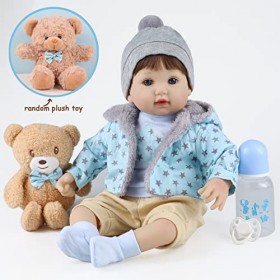 haveahug Poupées Reborn de 45,7 cm - Jouet réaliste fait à la main avec accessoires bleu 