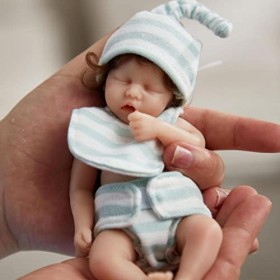 ZQXCU Bebe Reborn Fille 15cm Minuscule Poupée Reborn Vrai Vie Simulation Reborn Nouveau-né Bébé Yeux Fermer Cadeaux de Noël R