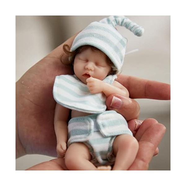 ZQXCU Bebe Reborn Fille 15cm Minuscule Poupée Reborn Vrai Vie Simulation Reborn Nouveau-né Bébé Yeux Fermer Cadeaux de Noël R