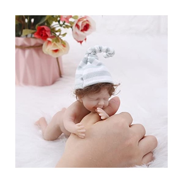 ZQXCU Poupée Reborn Realiste Fille Mini 15cm Silicone Souple Bébé Reborn Pas Cher Souple en Silicone Reborn Babys Dolls ,A