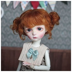 Lllunimon Mohair Doux Perruque De Poupée De Cheveux Double Chignon Mignon avec Frange pour Poupée SD BJD MSD DOD Pullip Dollf