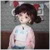 Lllunimon Mohair Doux Perruque De Poupée De Cheveux Double Chignon Mignon avec Frange pour Poupée SD BJD MSD DOD Pullip Dollf