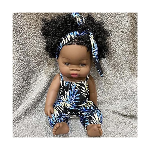 HLILY PoupéE Reborn, Réaliste Poupée Nouveau-né Bébé Fille Noire Africaine Simulation Nouveau-Né Jouet, pour Filles Garçons A