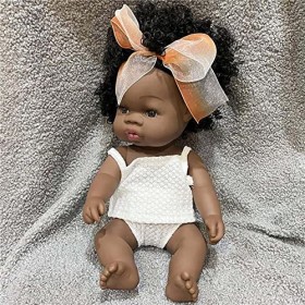 HLILY PoupéE Reborn, Jouet De Simulation De Bébé Fille Noire Africaine, Jouet De Noël danniversaire De Fille Mignonne Réalis
