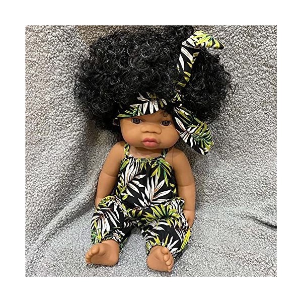 HLILY Reborn Baby Dolls, Poupée De Simulation De Fille Noire Africaine, pour Filles Garçons Anniversaire Noël, Jouet De Fille