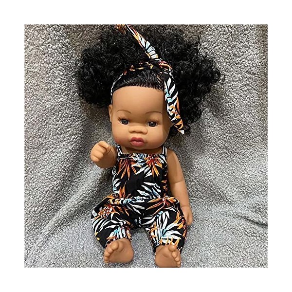 HLILY Reborn Baby Dolls, Poupée De Simulation De Fille Noire Africaine, pour Filles Garçons Anniversaire Noël, Jouet De Fille