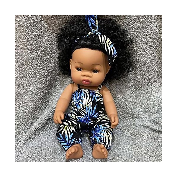 HLILY PoupéE Reborn, Nouveau-Né Reborn Baby Dolls Réalistes, Jouet De Simulation Réaliste Bébé Fille Noire Africaine, pour Ga