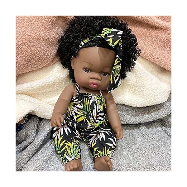 HLILY PoupéE Reborn, Jouet De Simulation Réaliste pour Bébé Fille Noire Africaine, Nouveau-Né Reborn Baby Dolls Jouet Nouveau