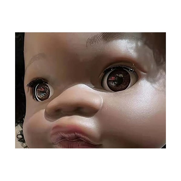 HLILY PoupéE Reborn, Jouet De Simulation Réaliste pour Bébé Fille Noire Africaine, Nouveau-Né Reborn Baby Dolls Jouet Nouveau