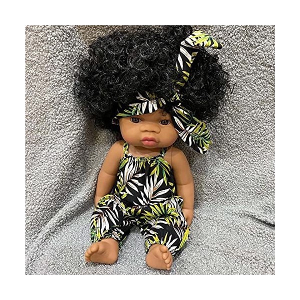 HLILY PoupéE Reborn, Réaliste Nouveau-Né Reborn Baby Dolls Africaine Fille Noire Bébé Jouet, pour Filles Garçons Anniversaire