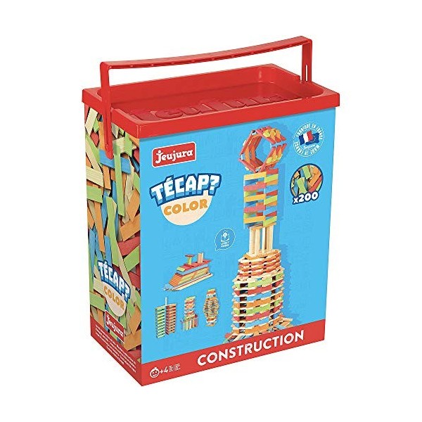 Jeujura - Tecap Color - 200 Pieces - Jeux de Construction- Jeu de planchettes - Pour faire un maximum de constructions - Lais