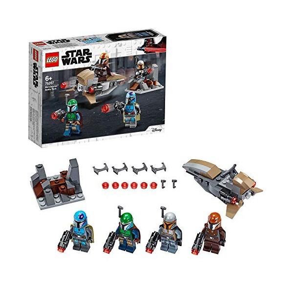 LEGO 75267 Star Wars Coffret de Bataille Mandalorien, Set avec 4 Figurines, Speeder Bike et Mini-Fort