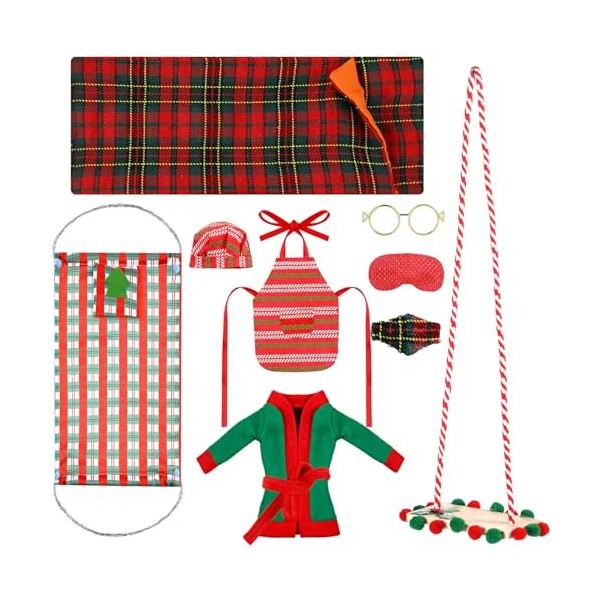 Lot de 9 accessoires pour poupée de Noël - Vêtements de poupée pour poupée - Décoration de Noël élégant 