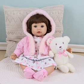 Poupée reborn 18 pouces avec manteau et accessoires rose 