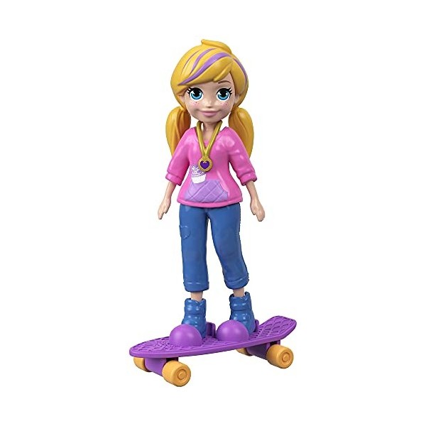 Mattel Polly Pocket Active Pose Doll - Skateboard Polly