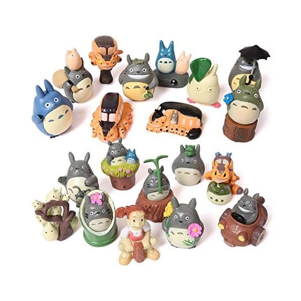 KUANDARMX Q Version Anime Mon Voisin Totoro Petit modèle dornement poupée Ensemble Complet de 20 Cadeaux dornements Mignons