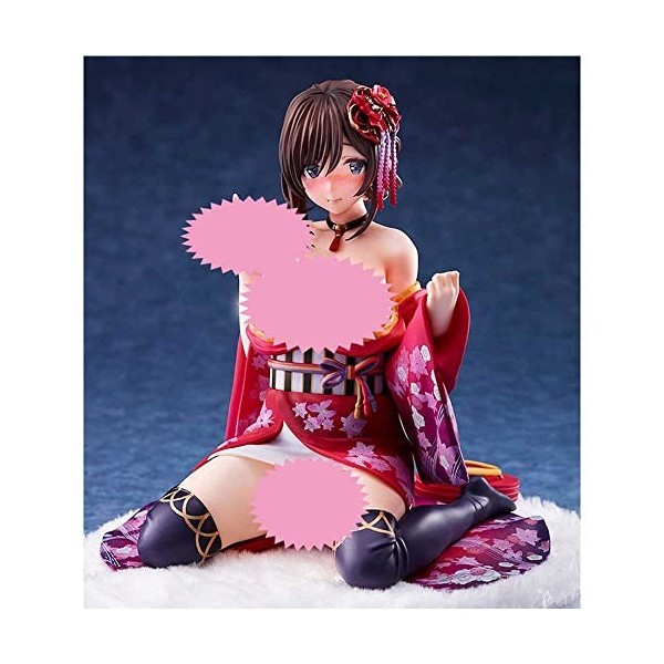 POMONO Ecchi Figure Anime Figure Personnage Original Pelé Retour Kimono 1/6 Kimono VER. Doux Poitrine Assis Posture Mignon Po