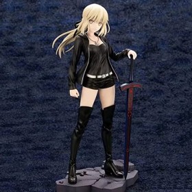BOANUT Figurine danime Fate FGO Saber/Altria Pendragon, Figurine de Pose Debout Jolie Jolie Fille Anime, Noir décontracté Ev