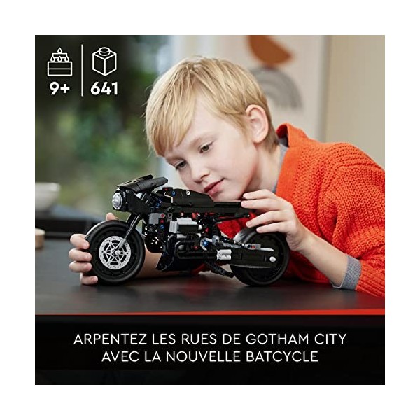 LEGO 42155 Technic Le Batcycle de Batman, Jouet de Moto à Collectionner, Kit de Construction de Maquette, Super Héros Embléma